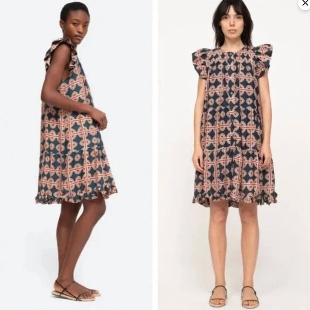 Sea New York Leigh print short sleeve tiered tunic dress size medium